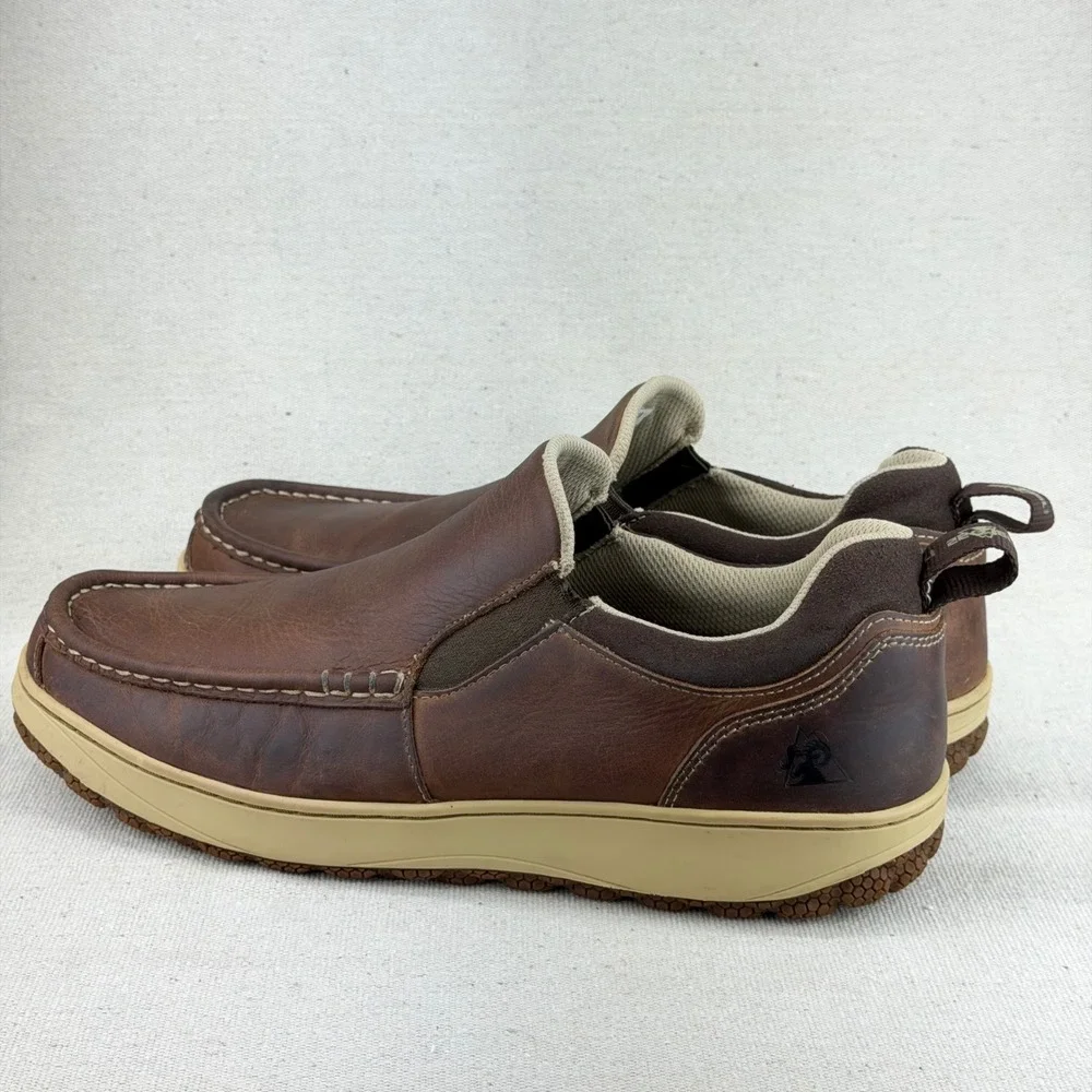 Rocky Mens 3 Lstyle Brown Leather Slip On Moc Toe Loafers RKS0631 Size 11.5M